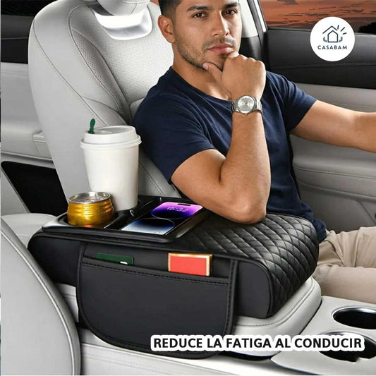 Apoyabrazos 3 en 1 para Auto – Aumenta comodidad y orden interior – Moderniza tu conducción, organización y carga inalámbrica en segundos
