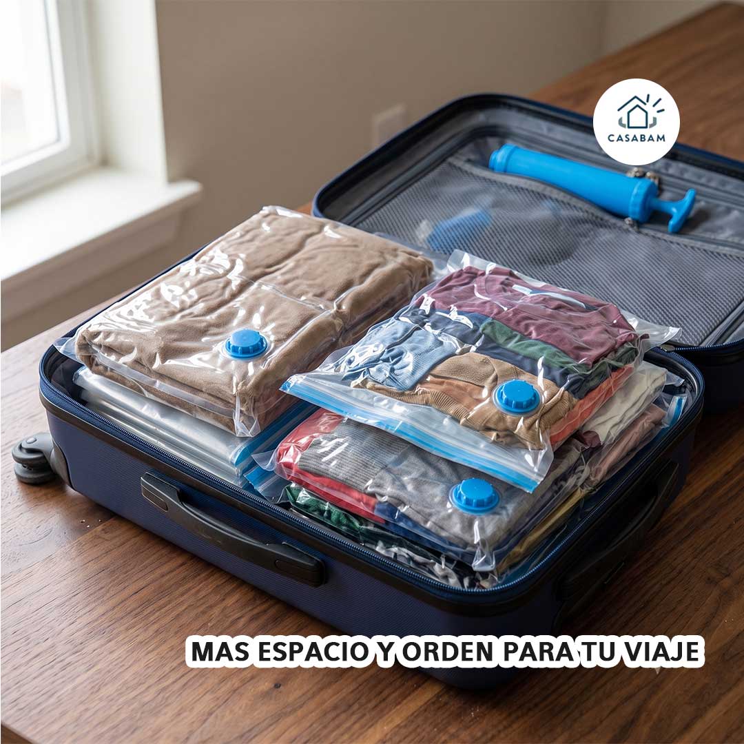 Bolsas al Vacío - Sellan y comprimen ropa, edredones y mantas - Duplica el espacio de tu clóset en un solo paso