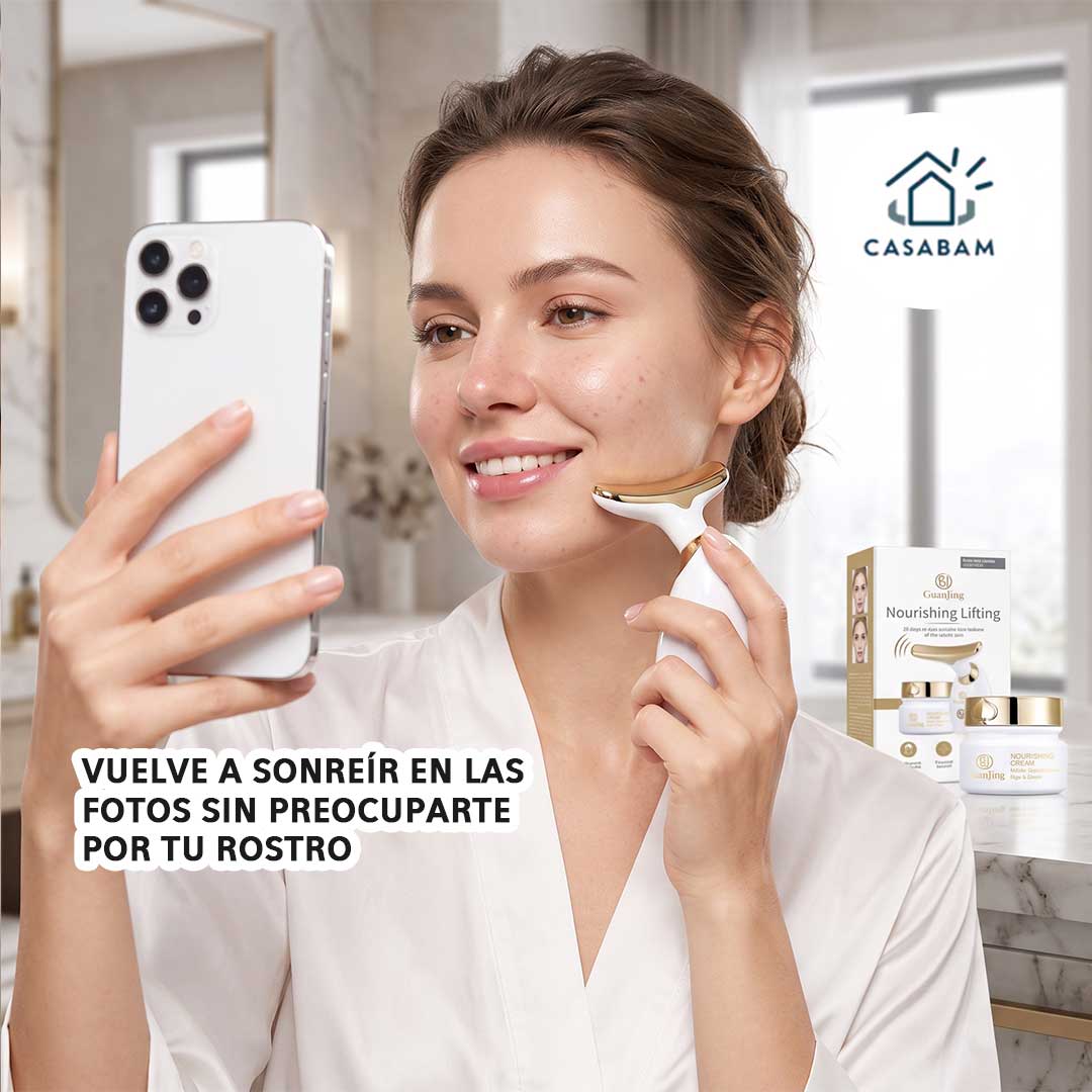 Crema Reafirmante con Masajeador Facial - Masajea, reafirma y nutre tu piel - Rostro más firme sin desperdiciar tu crema
