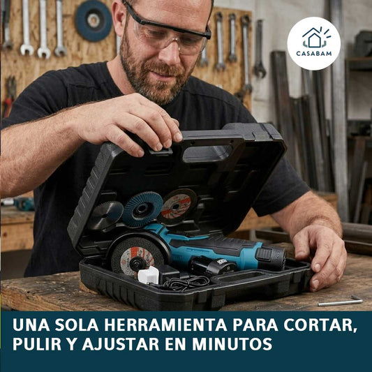 Esmeril Angular Inalámbrico Multifunción – Corta, pule y ajusta fácilmente – Trabaja sin enchufes ni equipos pesados