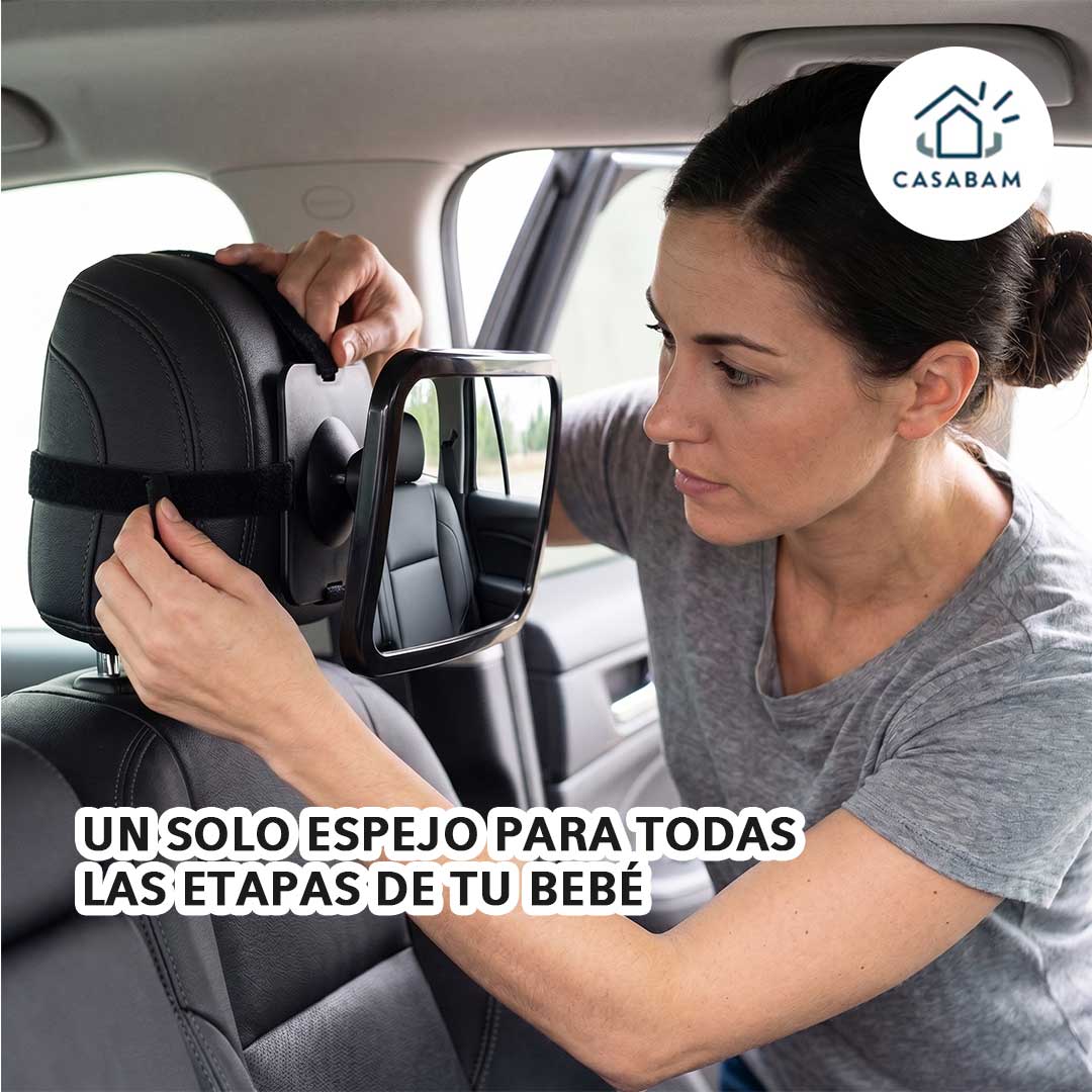 Espejo Retrovisor Para Bebes - Vigila a tu bebé sin distraerte del camino - Maneja tranquilo, sin soltar el volante