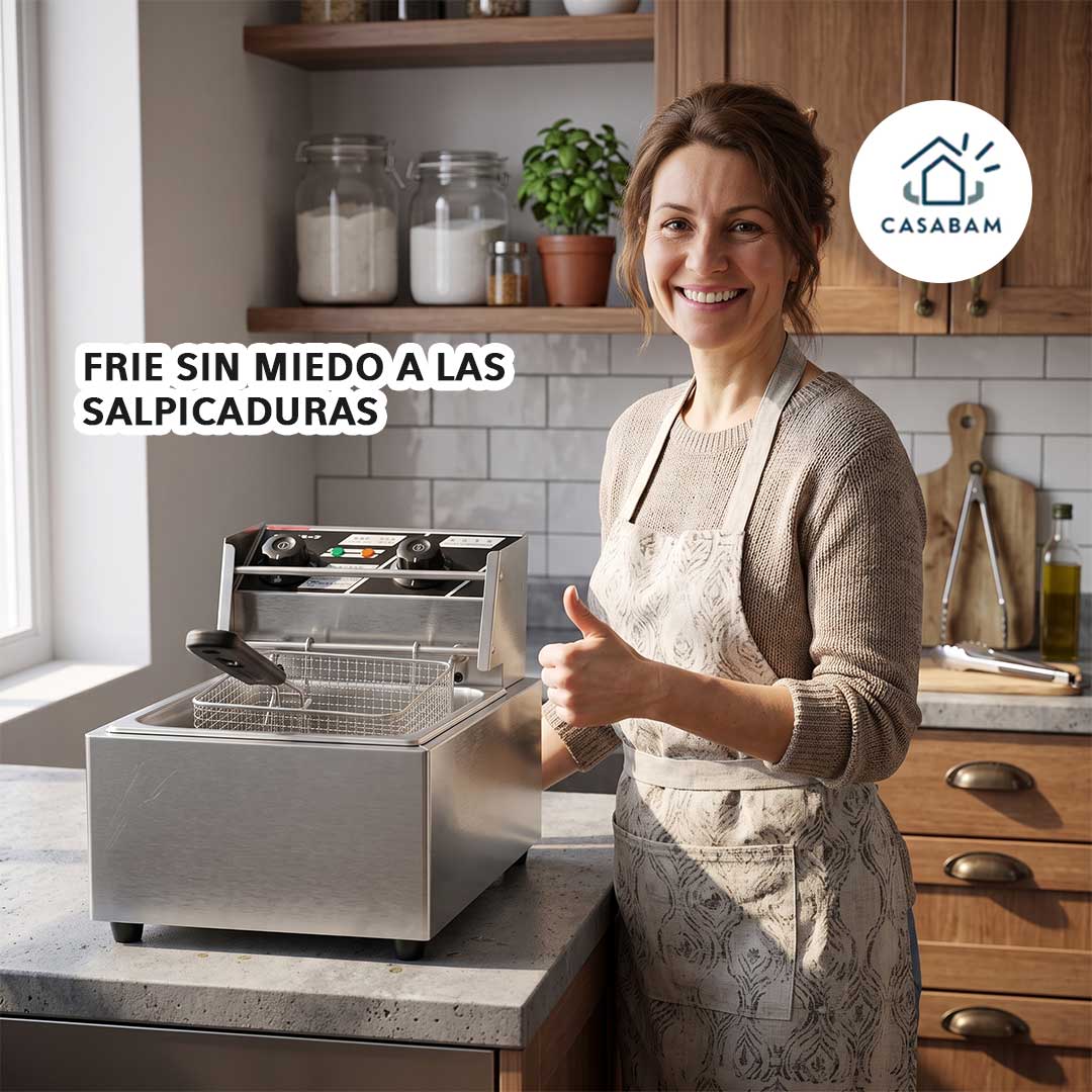 Freidora De Cocina Profesional De 6L - Frito rápido y parejo - Sabor de freiduría, sin riesgos en tu cocina
