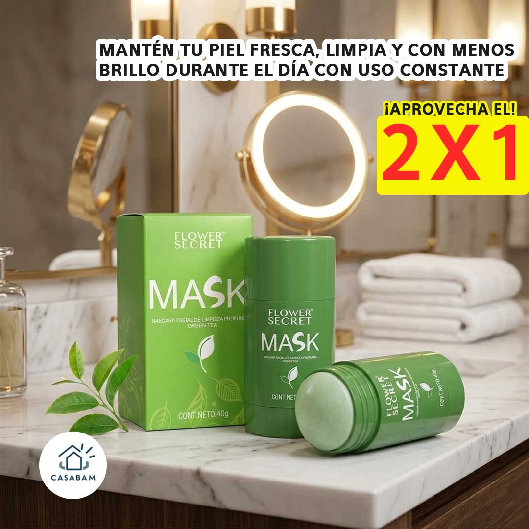 Mascarilla Facial Té Verde en Barra - Limpieza Profunda Express - Elimina puntos negros y grasa en minutos sin ensuciar tu rutina