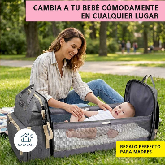 Mochila Pañalera 2-en-1 – Cambia y cuida a tu bebé cómodamente en cualquier lugar sin depender de baños público