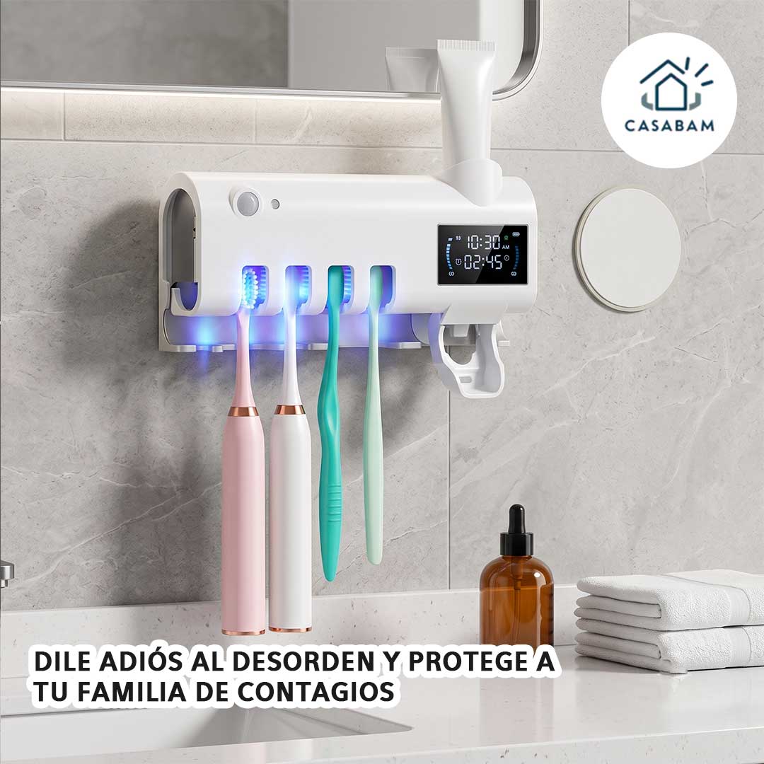 Organizador Dental UV - Ordena y desinfecta los cepillos de toda la familia - Un solo soporte para tener todo
