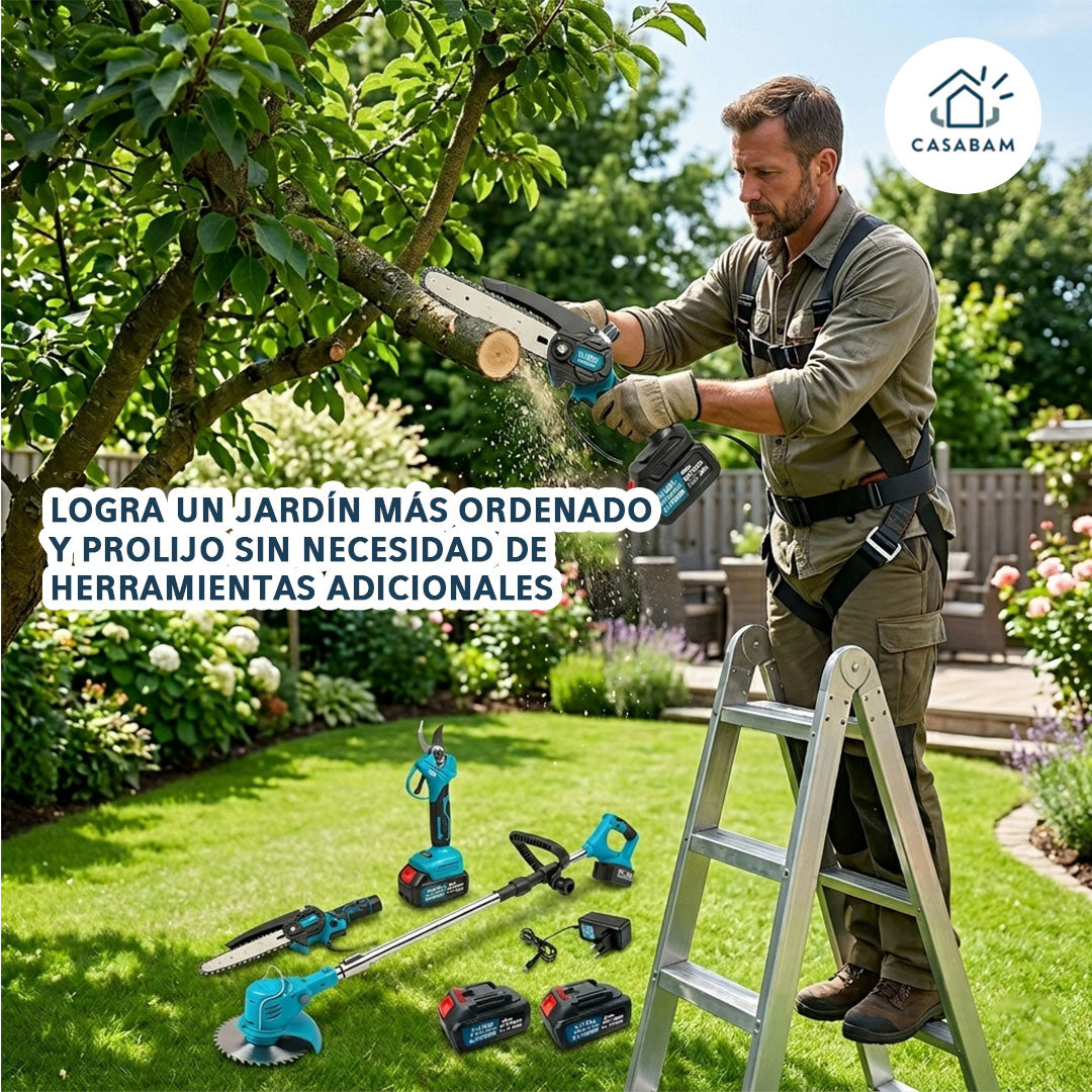 Combo Jardinería Eléctrico 4 en 1 – Trabajo Rápido y Cómodo – Arregla todo tu jardín con menos esfuerzo