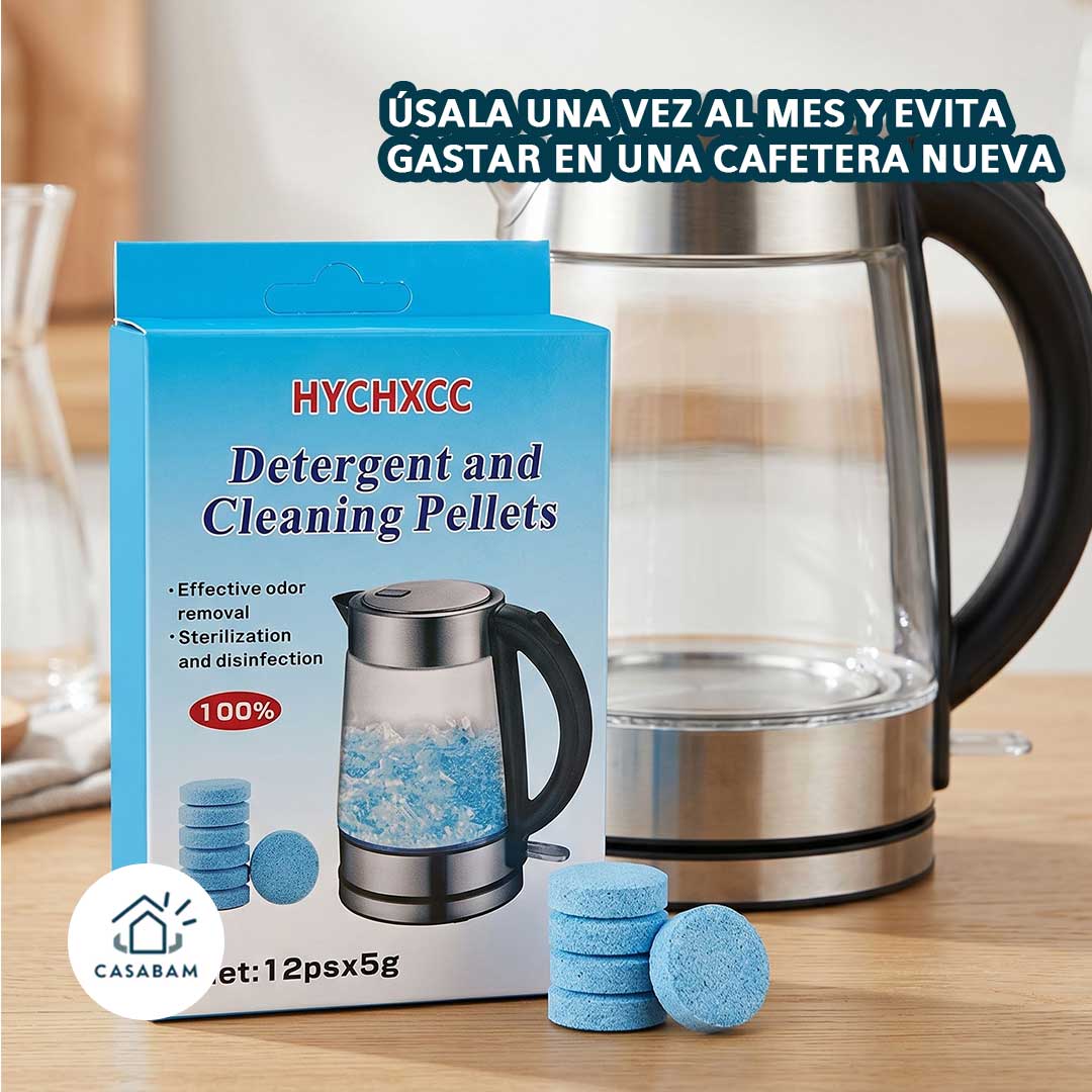 Pastilla limpiadora de sarro de acción rápida - Elimina sarro y manchas difíciles con solo echarla al agua - Cuida tu cafetera