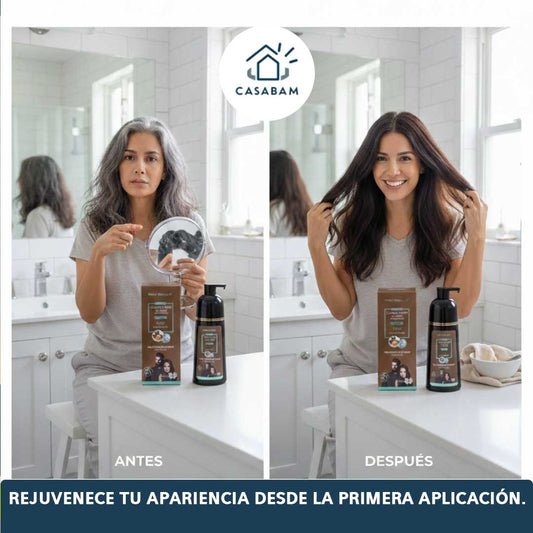 Shampoo Elimina Canas - Fácil y sin químicos agresivos – Rejuvenece tu apariencia desde casa sin gastar en salón