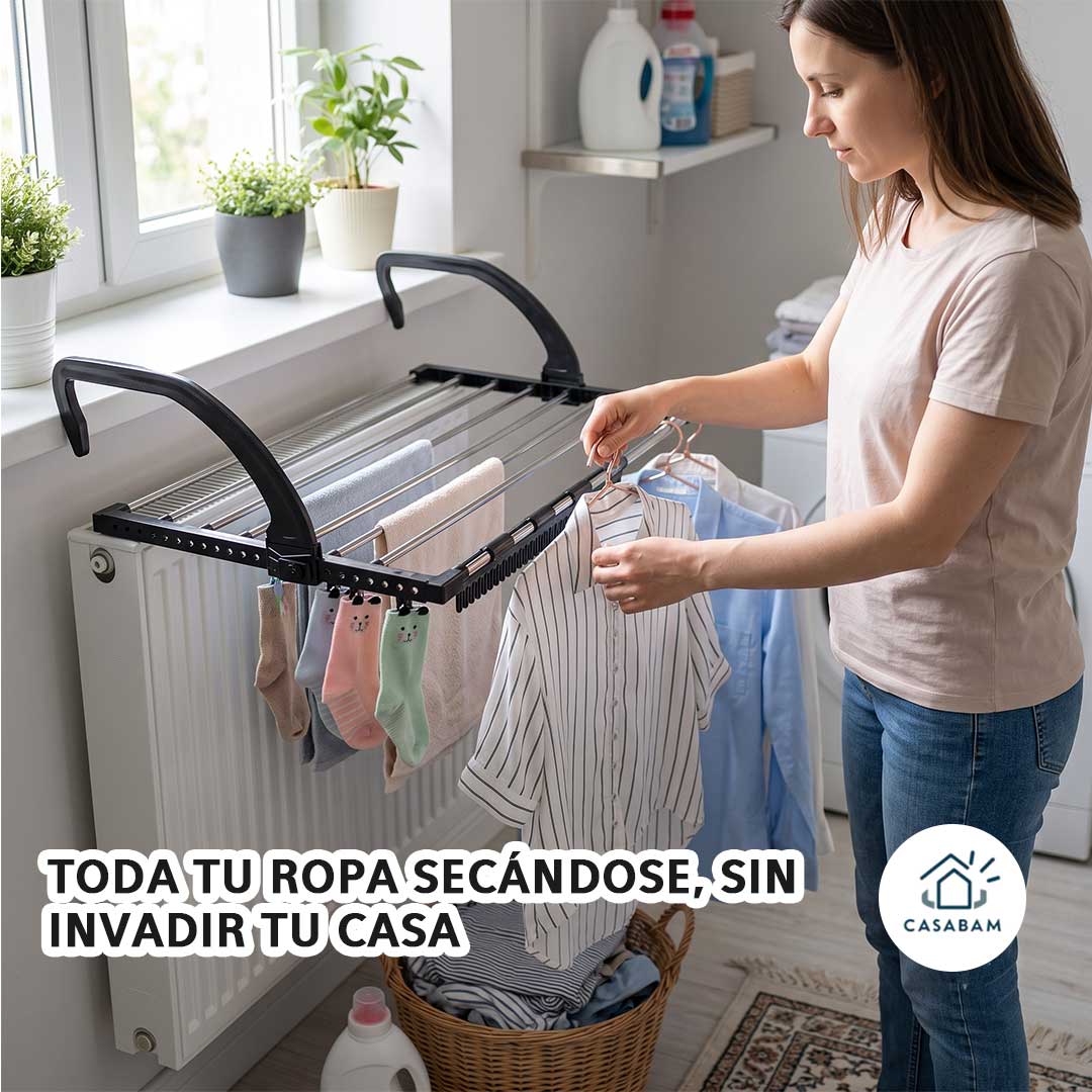 Tendedero Horizontal Pequeño de Ventana - Seca tu ropa sin ocupar espacio interior - Sin sacrificar tu departamento