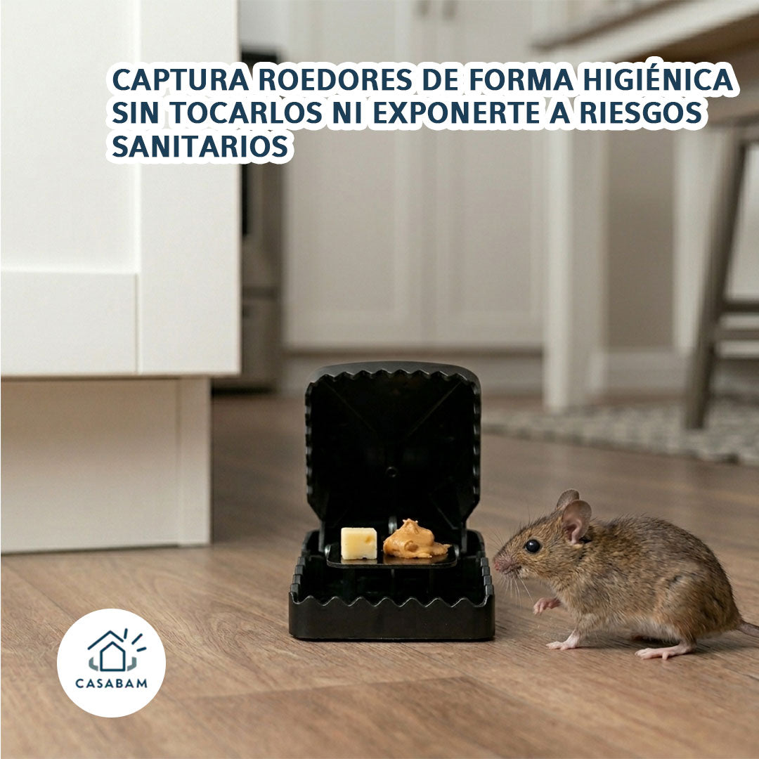 Trampa Segura Antiroedores – Captura sin venenos – Protege a tu familia, mascotas y alimentos desde el primer uso