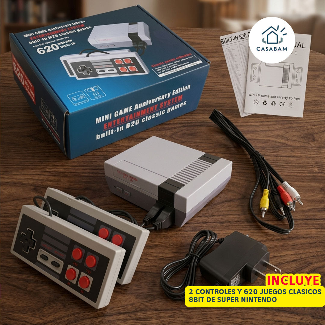 Consola Retro Mini Gamer Kids – 620 Juegos Clásicos – Regala diversión instantánea que los entretiene desde el primer momento