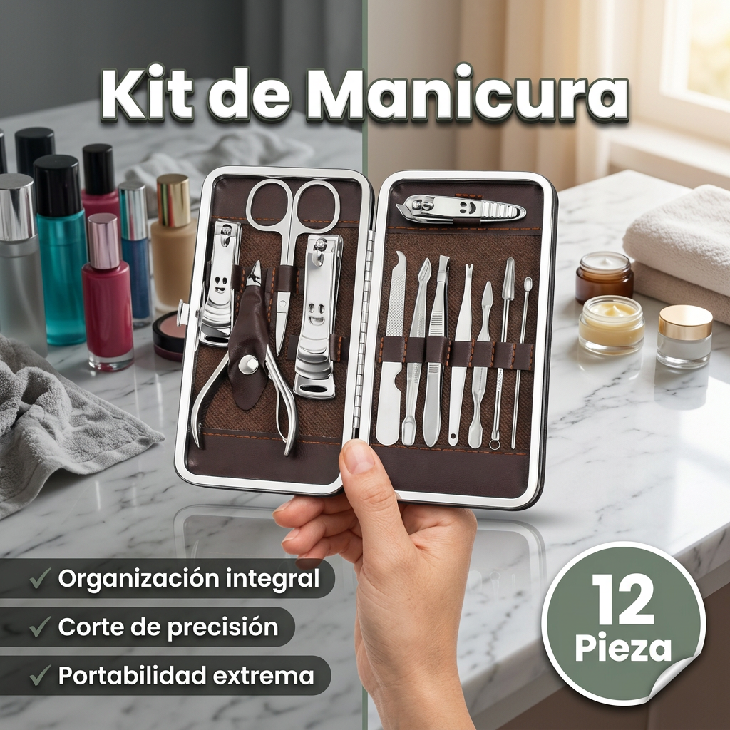 Kit de Manicura - Cuida tus uñas y cejas tu mismo sin salir de casa - 12 Piezas
