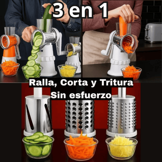 Molino 3en1 - Ralla, corta y tritura sin esfuerzo