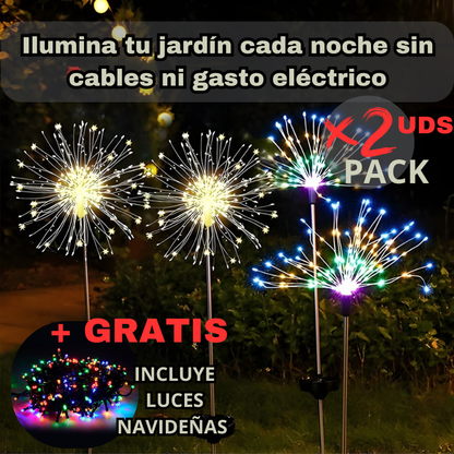 Estaca Solar fuegos artificiales PACK 2 UDS – Iluminación nocturna sin cables ni consumo eléctrico