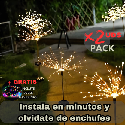 Estaca Solar fuegos artificiales PACK 2 UDS – Iluminación nocturna sin cables ni consumo eléctrico