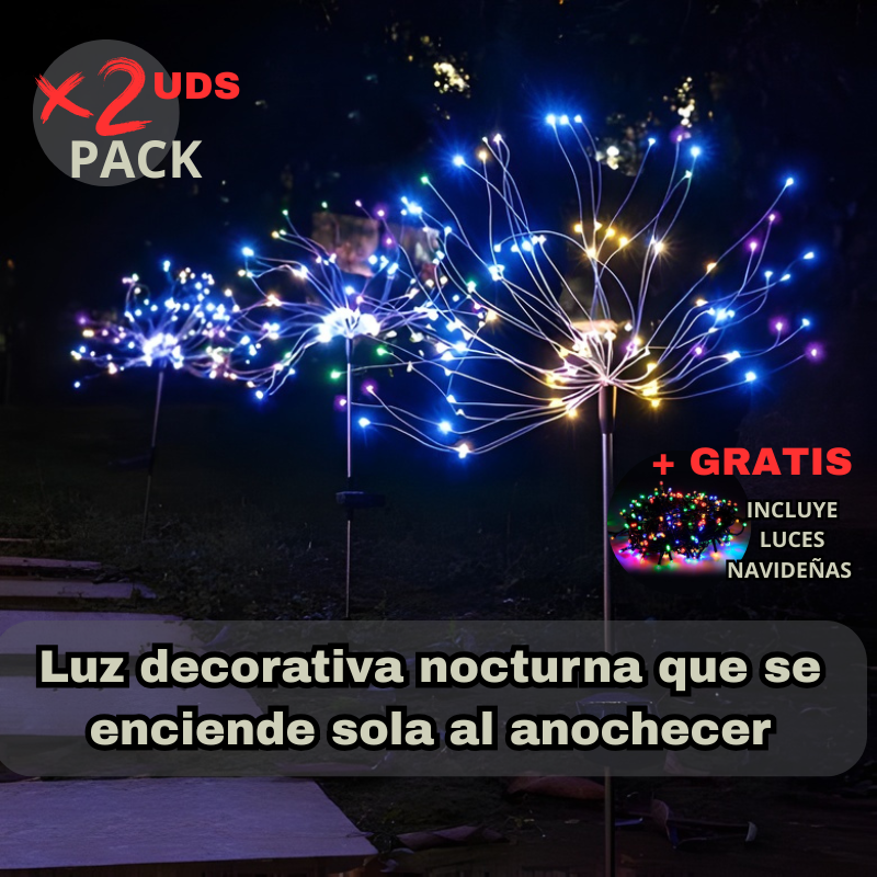 Estaca Solar fuegos artificiales PACK 2 UDS – Iluminación nocturna sin cables ni consumo eléctrico