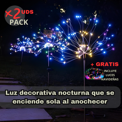 Estaca Solar fuegos artificiales PACK 2 UDS – Iluminación nocturna sin cables ni consumo eléctrico