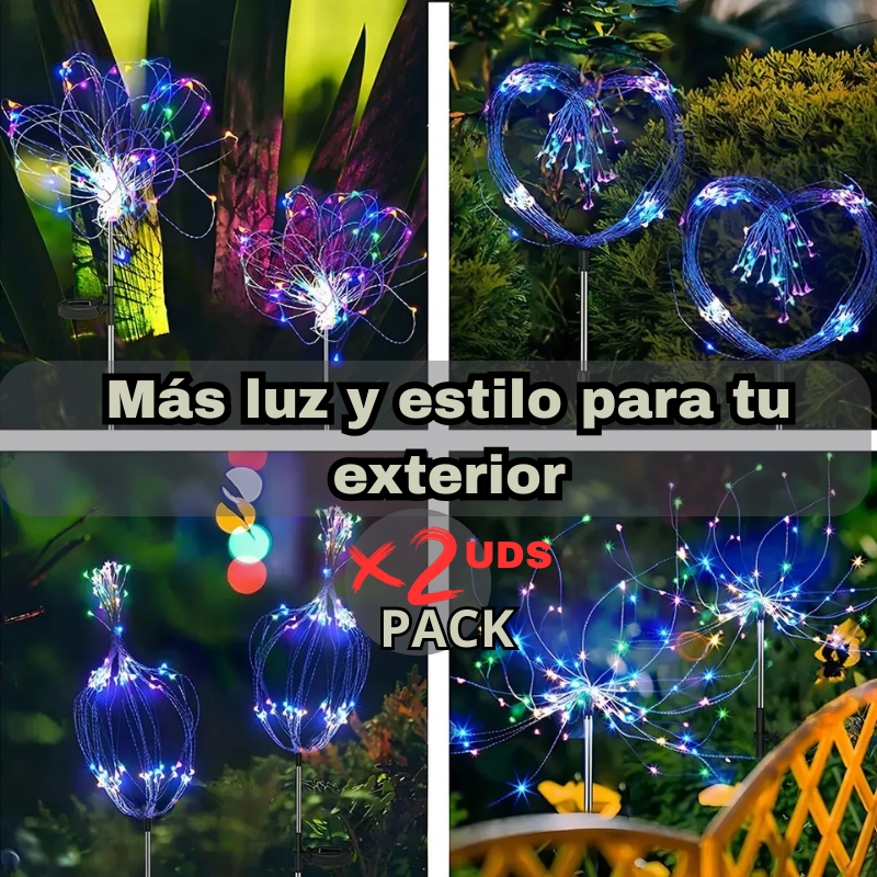 Estaca Solar fuegos artificiales PACK 2 UDS – Iluminación nocturna sin cables ni consumo eléctrico