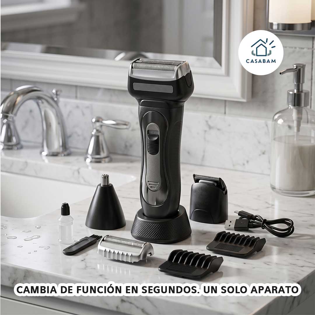 Afeitadora 3 en 1 - Afeita, corta pelo y vello nasal - Todo en un solo aparato sin cables, donde quieras que estés
