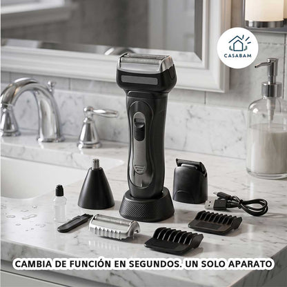Afeitadora 3 en 1 - Afeita, corta pelo y vello nasal - Todo en un solo aparato sin cables, donde quieras que estés