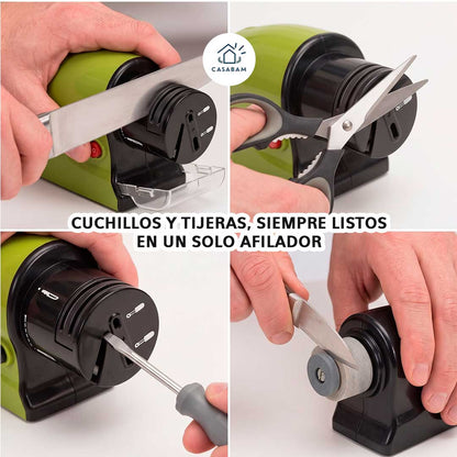 Afilador de cuchillos eléctrico - Recupera el filo al instante, sin salir de casa ni forzar la mano