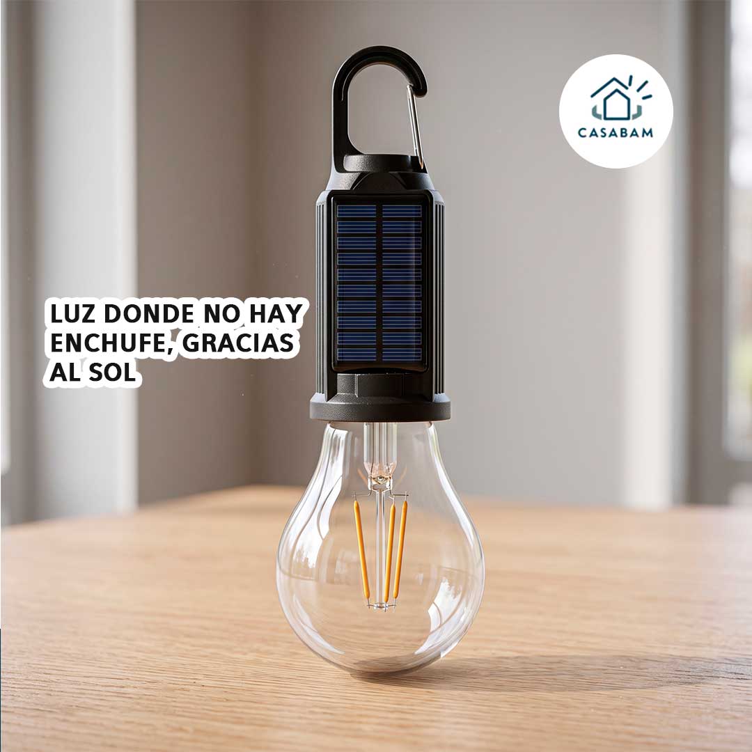 Bombillo Recargable con panel Solar - Iluminación instantánea para exteriores - Luz donde no hay enchufe cerca
