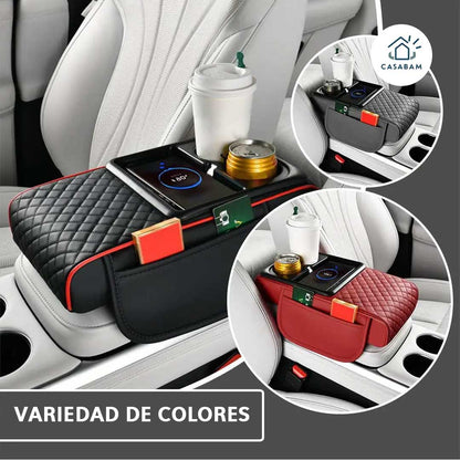 Apoyabrazos 3 en 1 para Auto – Aumenta comodidad y orden interior – Moderniza tu conducción, organización y carga inalámbrica en segundos
