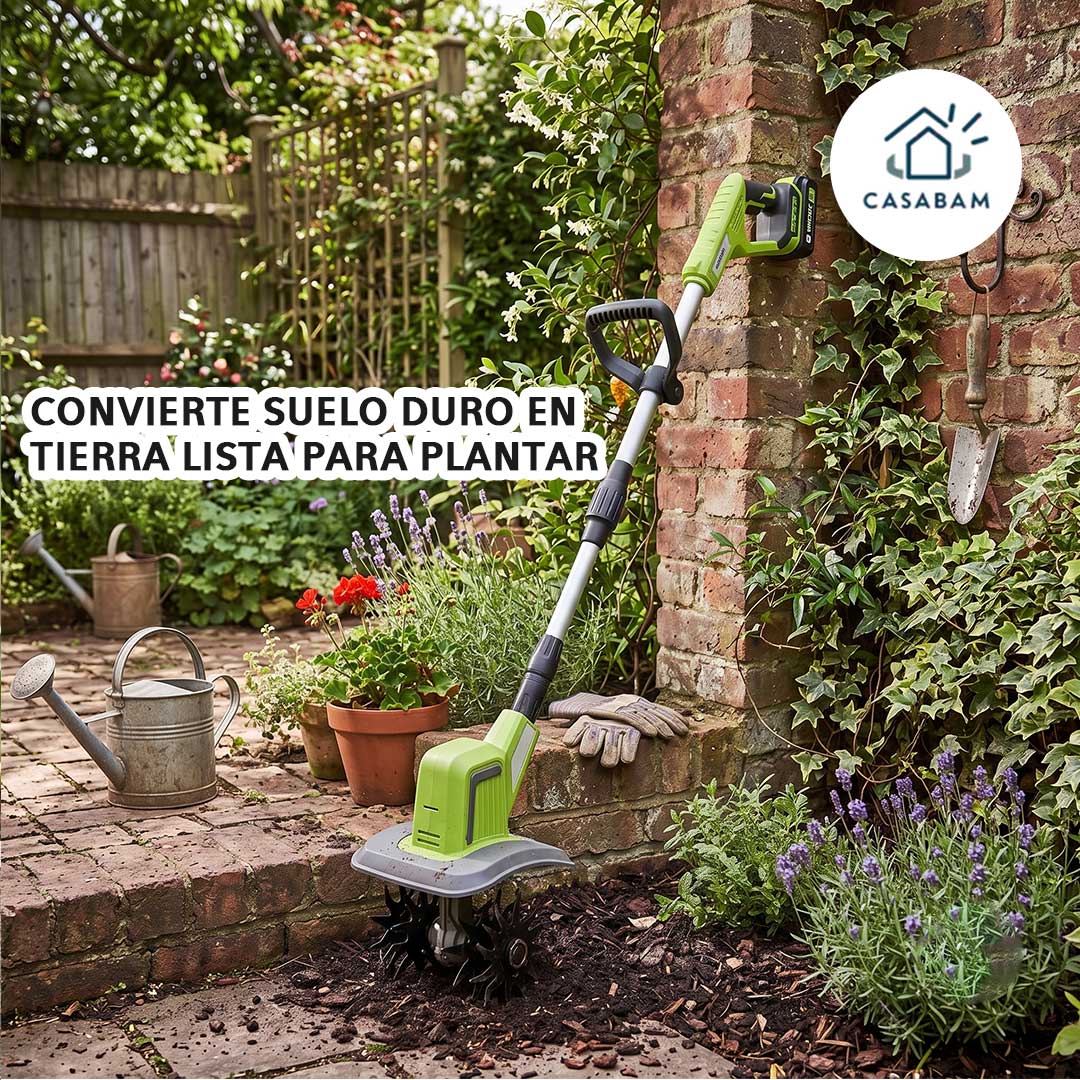Arador Cultivador Eléctrico para Jardín - Afloja y remueve tierra dura - Sin esfuerzo ni motocultor grande