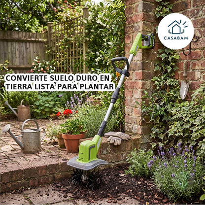 Arador Cultivador Eléctrico para Jardín - Afloja y remueve tierra dura - Sin esfuerzo ni motocultor grande