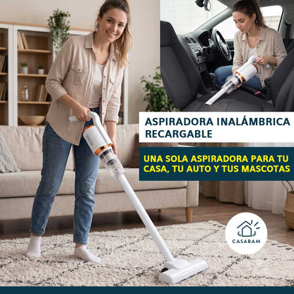 Aspiradora Inalámbrica Recargable - Una sola aspiradora para tu casa, auto y mascotas, sin cables ni complicaciones