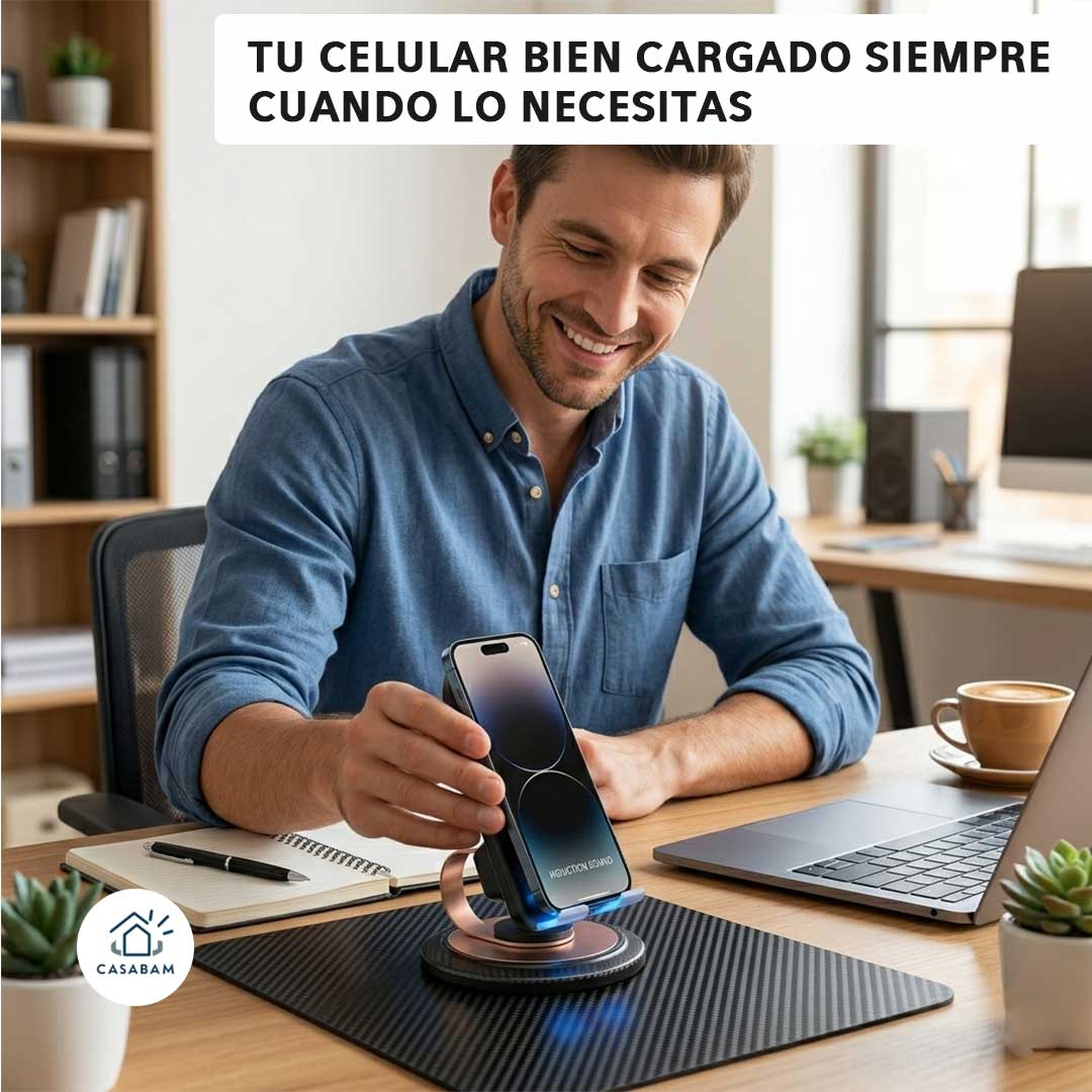 Soporte 3 en 1 para celular -  Sostiene tu celular y amplifica el sonido mientras cargas tu celular mismo tiempo , sin cables