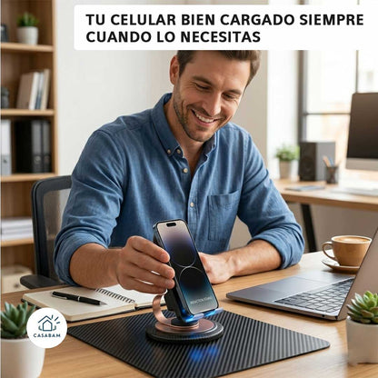 Soporte 3 en 1 para celular -  Sostiene tu celular y amplifica el sonido mientras cargas tu celular mismo tiempo , sin cables