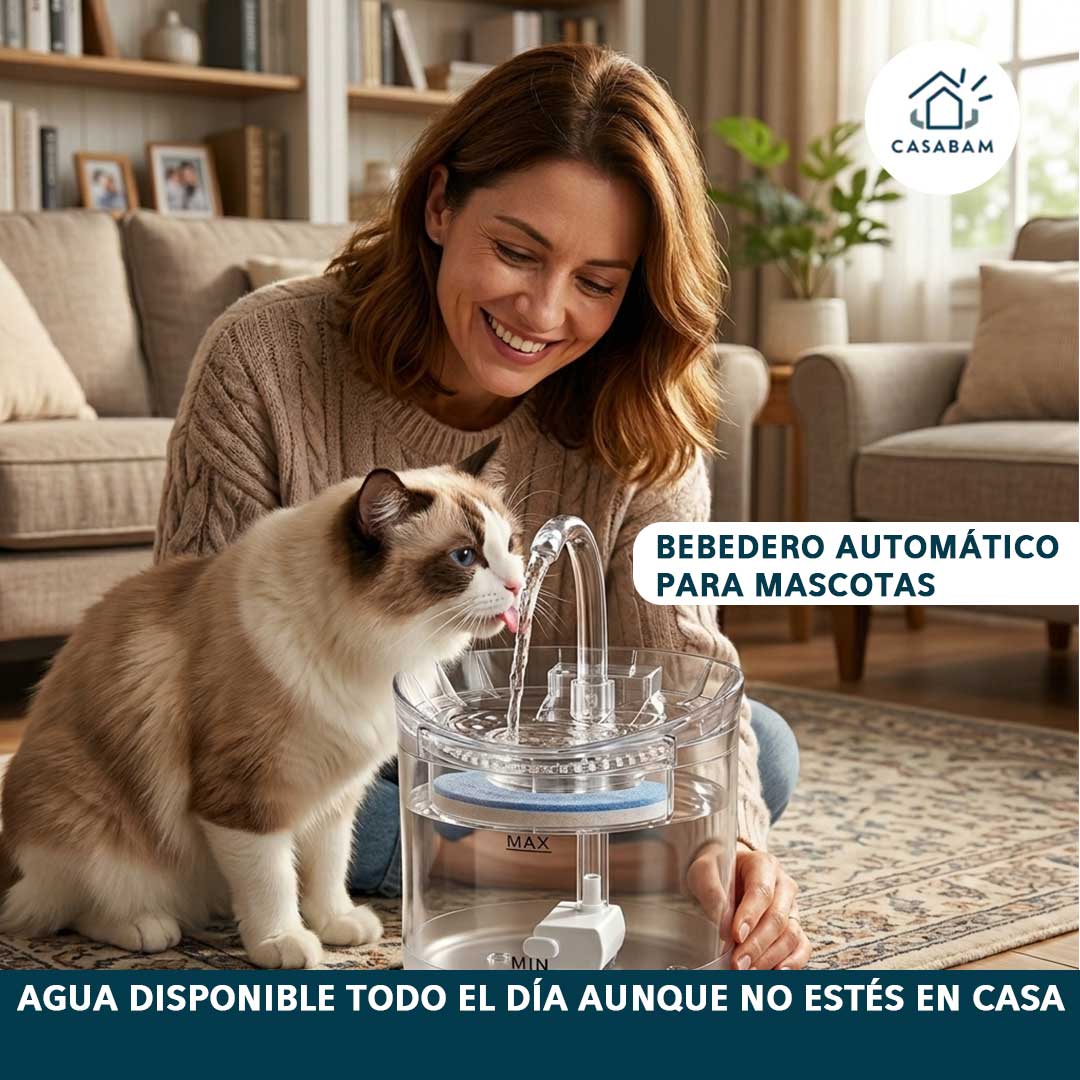 Bebedero Automático Para mascotas – Hidratación continua – Mantiene agua disponible todo el día aunque no estés en casa
