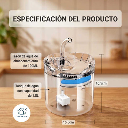Bebedero Automático Para mascotas – Hidratación continua – Mantiene agua disponible todo el día aunque no estés en casa
