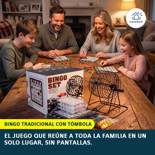 Bingo Tradicional con Tómbola - Convierte cualquier tarde aburrida en un momento para toda la familia