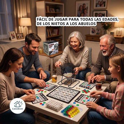 Bingo Tradicional con Tómbola - Convierte cualquier tarde aburrida en un momento para toda la familia