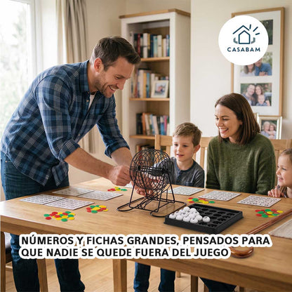 Bingo Tradicional con Tómbola - Convierte cualquier tarde aburrida en un momento para toda la familia