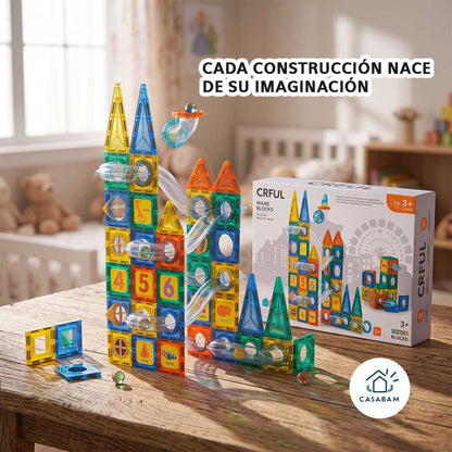 Bloques De Construcción magnéticos - Piezas que se conectan para armar estructuras - Aprender jugando, sin pantallas
