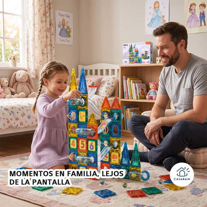 Bloques De Construcción magnéticos - Piezas que se conectan para armar estructuras - Aprender jugando, sin pantallas