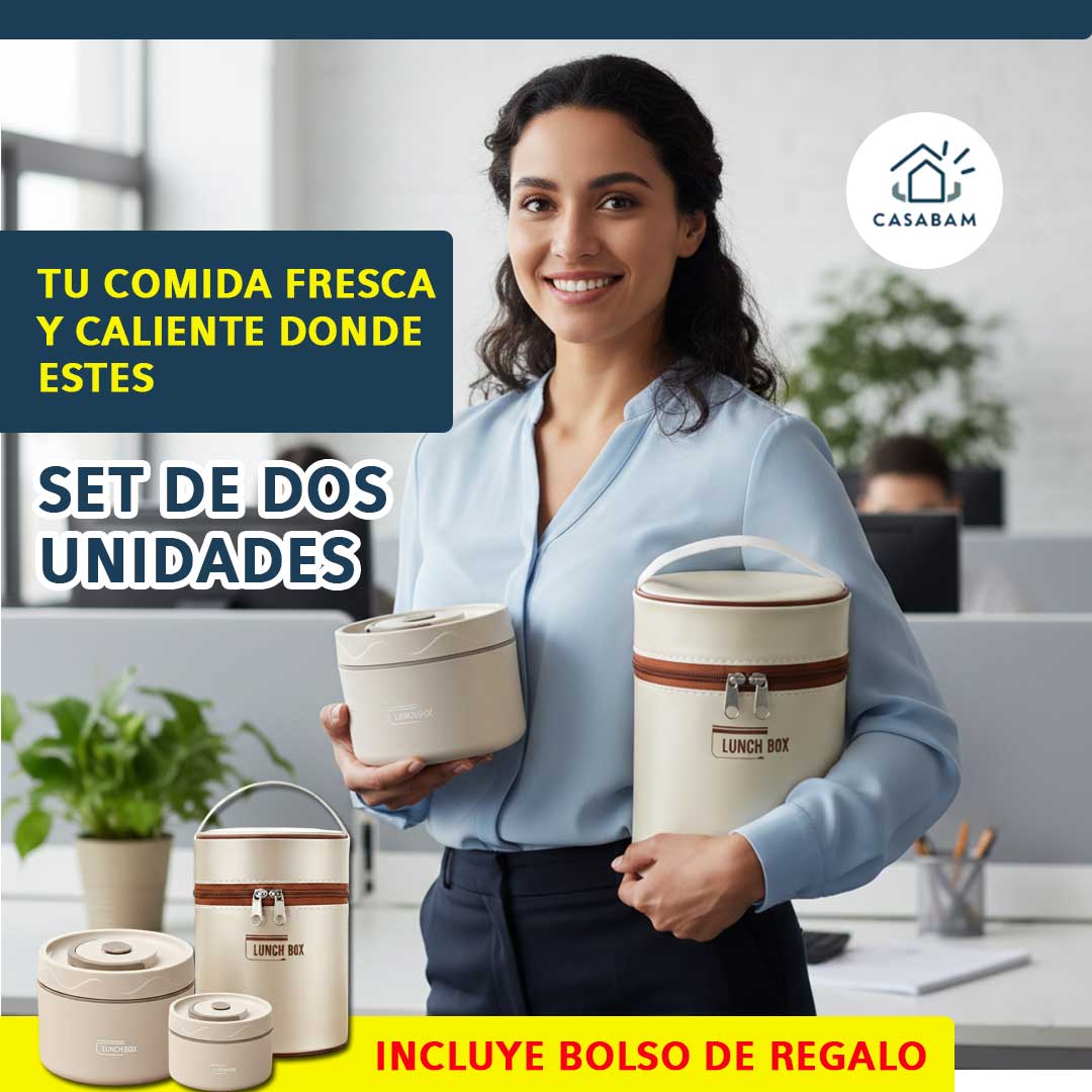 Set 2 uds Lunch Box Térmica – Transporta comida caliente fácilmente – Disfruta tus comidas caseras donde estés