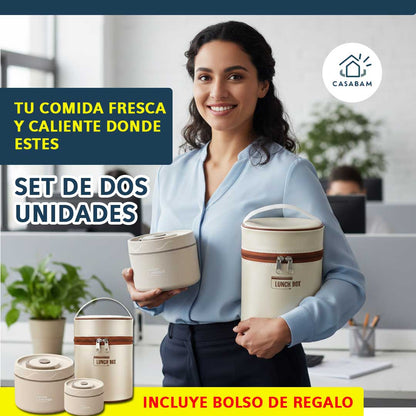 Set 2 uds Lunch Box Térmica – Transporta comida caliente fácilmente – Disfruta tus comidas caseras donde estés