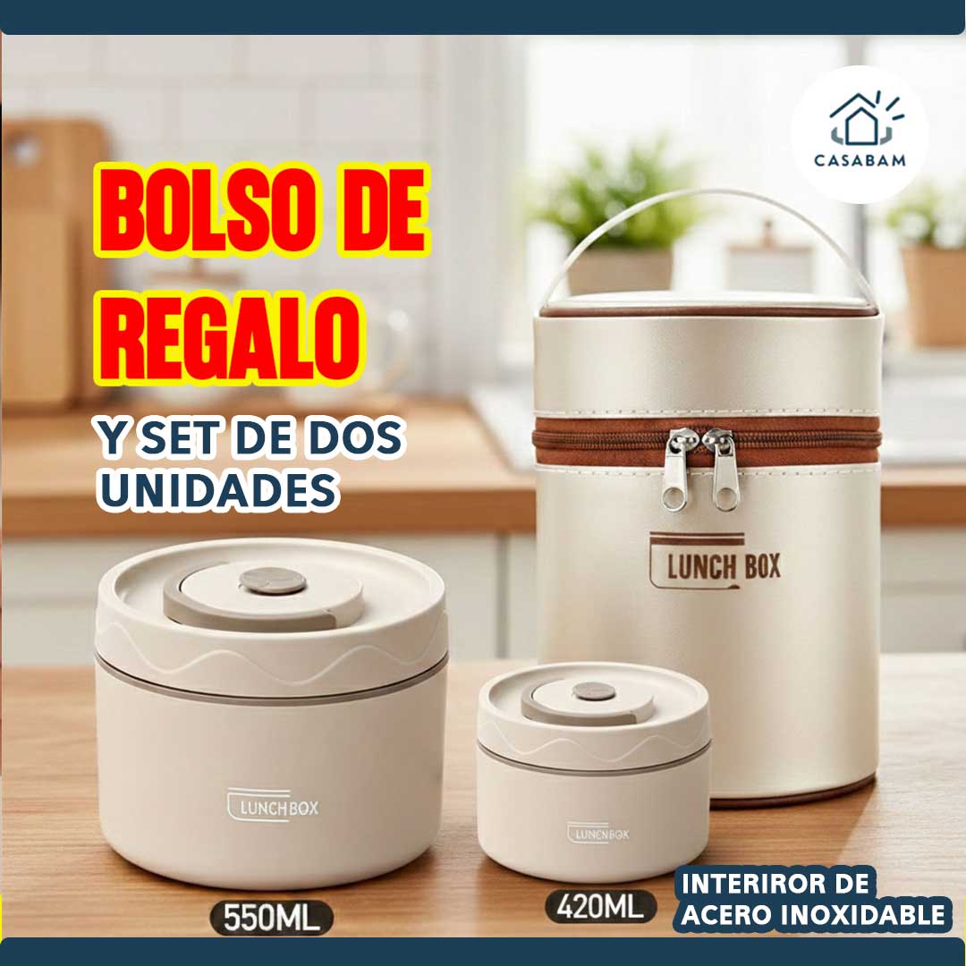 Set 2 uds Lunch Box Térmica – Transporta comida caliente fácilmente – Disfruta tus comidas caseras donde estés