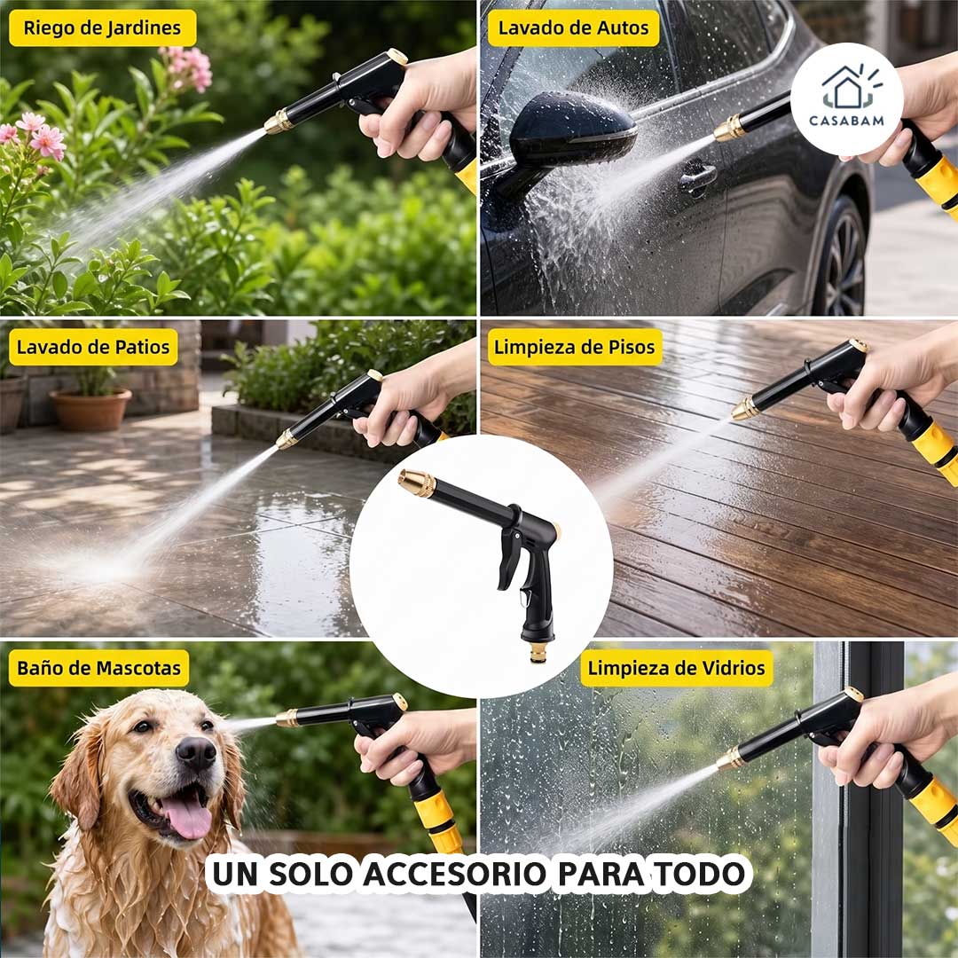 Boquilla de agua de alta presión - Lava, riega y limpia con un solo accesorio