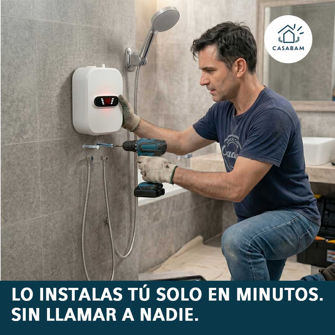 Calentador De Agua - sin pagar de más — La ducha caliente que tu familia merece, sin esperas ni boletas infladas