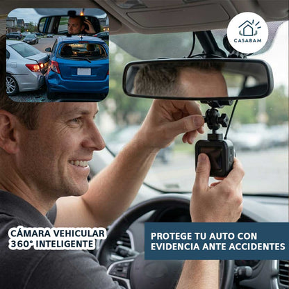 Cámara Vehicular 360° Inteligente – Graba en Full HD – Protege tu vehículo con evidencia clara ante accidentes y reclamos de seguro