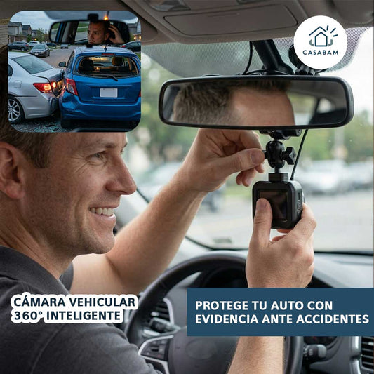 Cámara Vehicular 360° Inteligente – Graba en Full HD – Protege tu vehículo con evidencia clara ante accidentes y reclamos de seguro