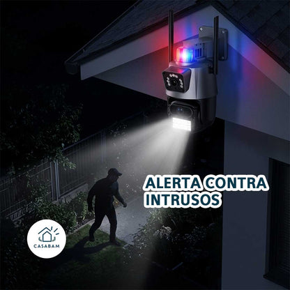 Cámara de seguridad WiFi con visión nocturna y alarma con doble lente - Vigila y alerta en tiempo real, lo que tu hogar o negocio necesita.