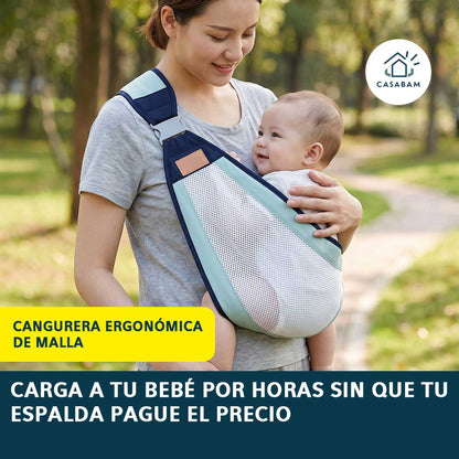 Cangurera Ergonómica de Malla - Carga a tu bebé con manos libres y sin dolor de espalda