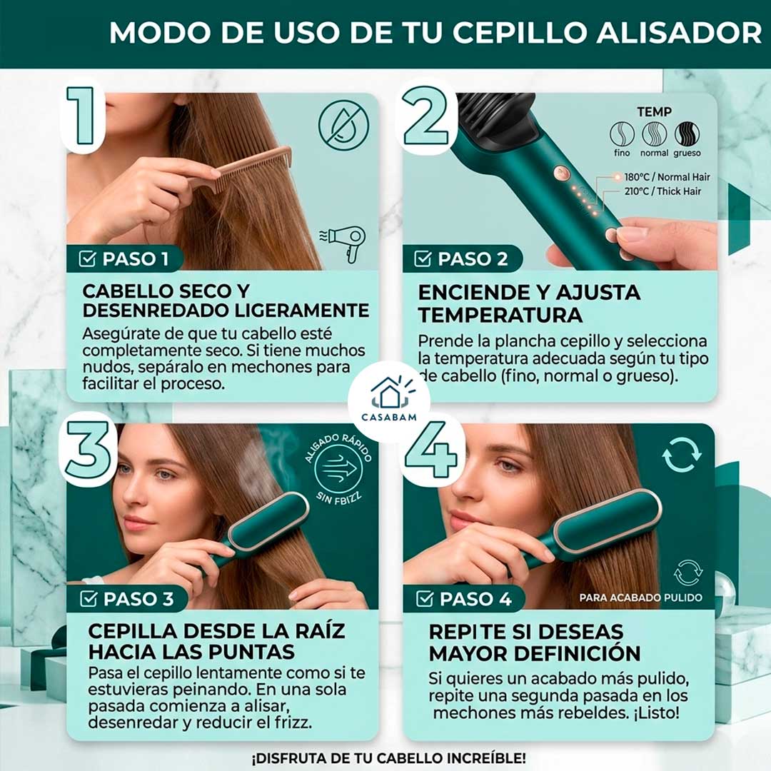 Cepillo Eléctrico Alisador Profesional – Controla y Desenreda – Domina tu Cabello Rebelde Sin Tirones