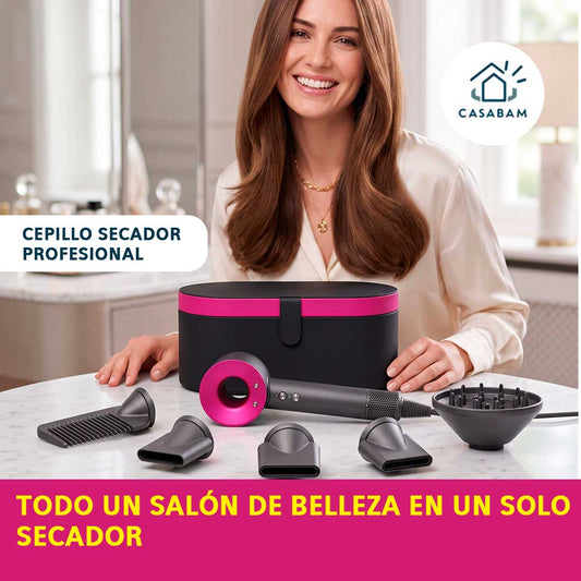 Cepillo Secador Profesional - Seca y moldea con 5 accesorios magnéticos - Todo un salón en un solo secador